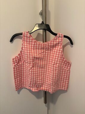 Pink Gingham Cropped Tank Top L